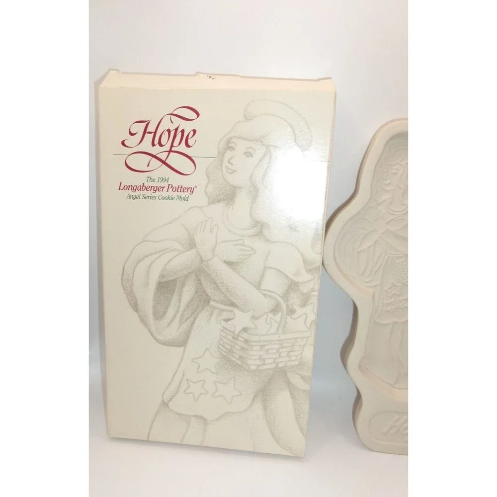 Longaberger Pottery Cookie Candy Mold Hope Angel Christmas 1994 New with Box